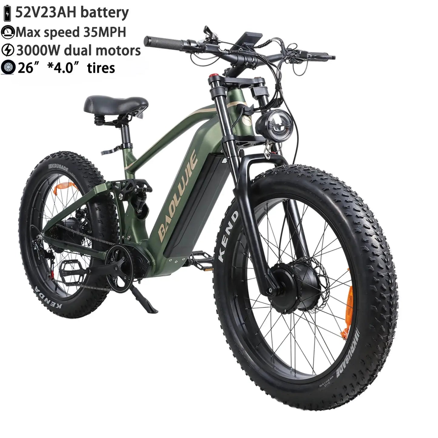 BAOLUJIE Moto Electric Bicycle Peak 1500/3000/5000W 48V/52V/60V Battery 35-45MPH Electric Bike E-Bike Adult Electric Motorcycle by Beastly Survival Outlet
