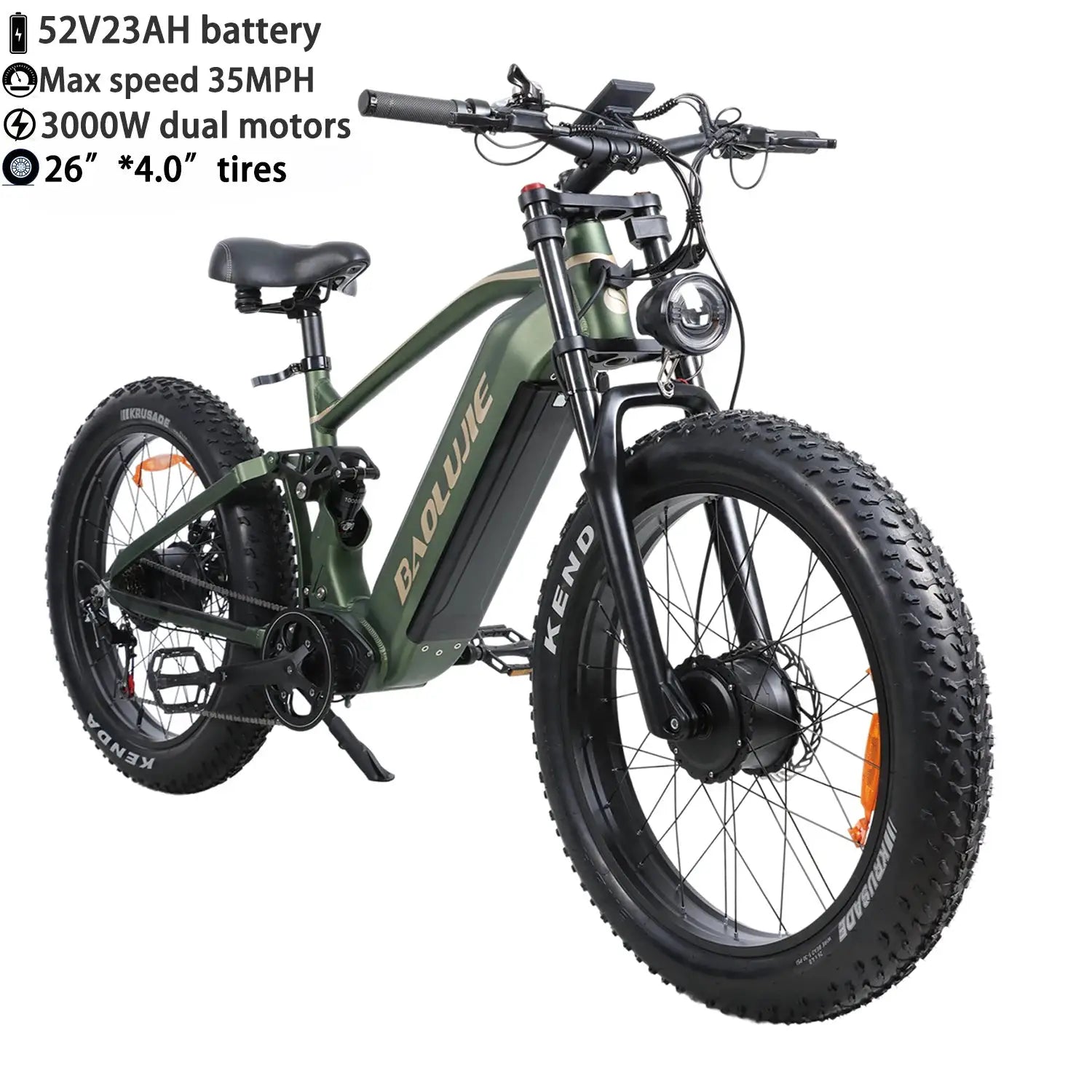 BAOLUJIE Moto Electric Bicycle Peak 1500/3000/5000W 48V/52V/60V Battery 35-45MPH Electric Bike E-Bike Adult Electric Motorcycle by Beastly Survival Outlet