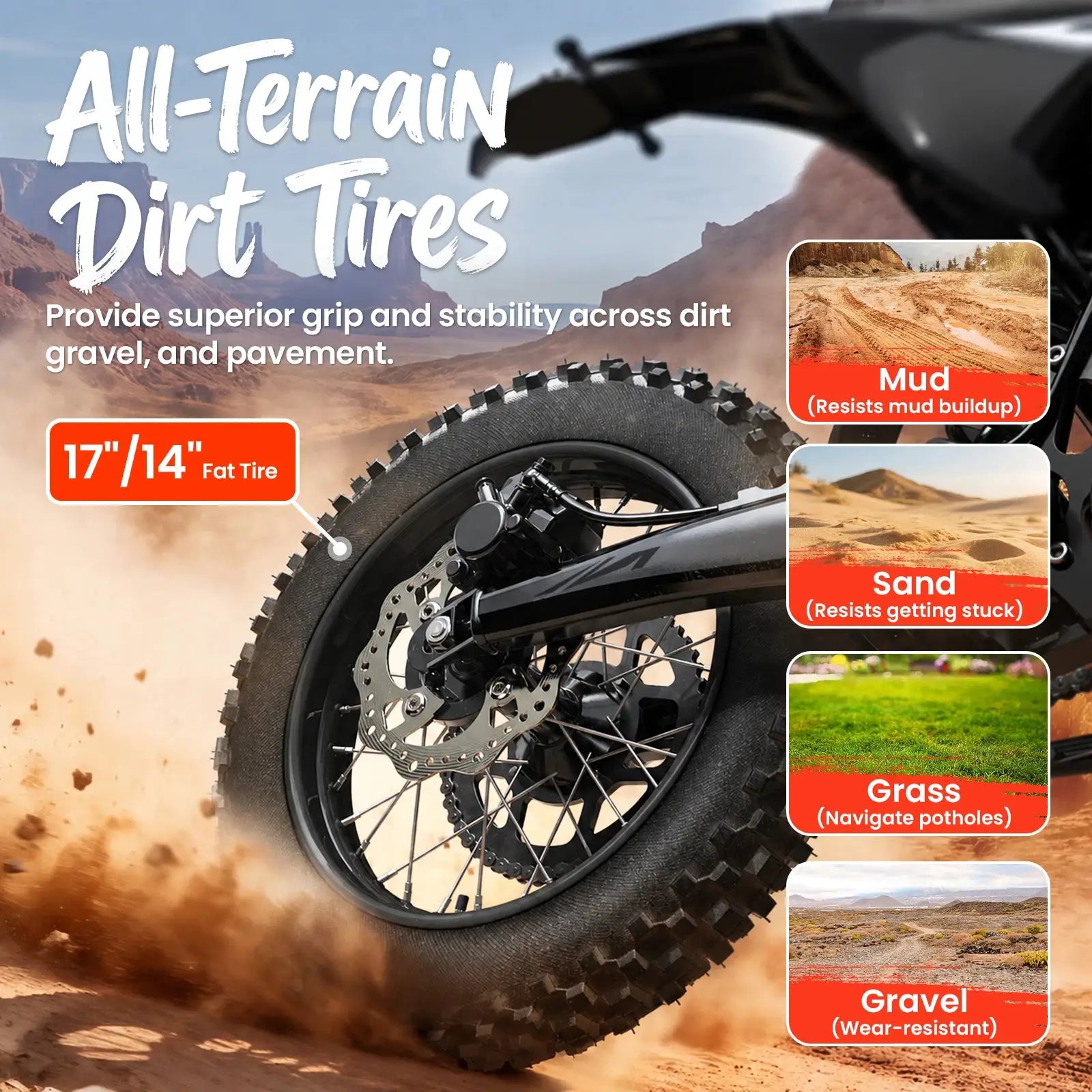 QRONGE X1 Spark L Electric Dirt Bike, 60V 28.8Ah Battery, 4500W Peak Mid-Drive Motor Electric Motorcycle, 17"/14"Fat Tire, 50MPH & 60 Mile Range, 3 Speeds Full Suspension E Bike for Teens & Adults + 1 Year Warranty by Beastly Survival Outlet