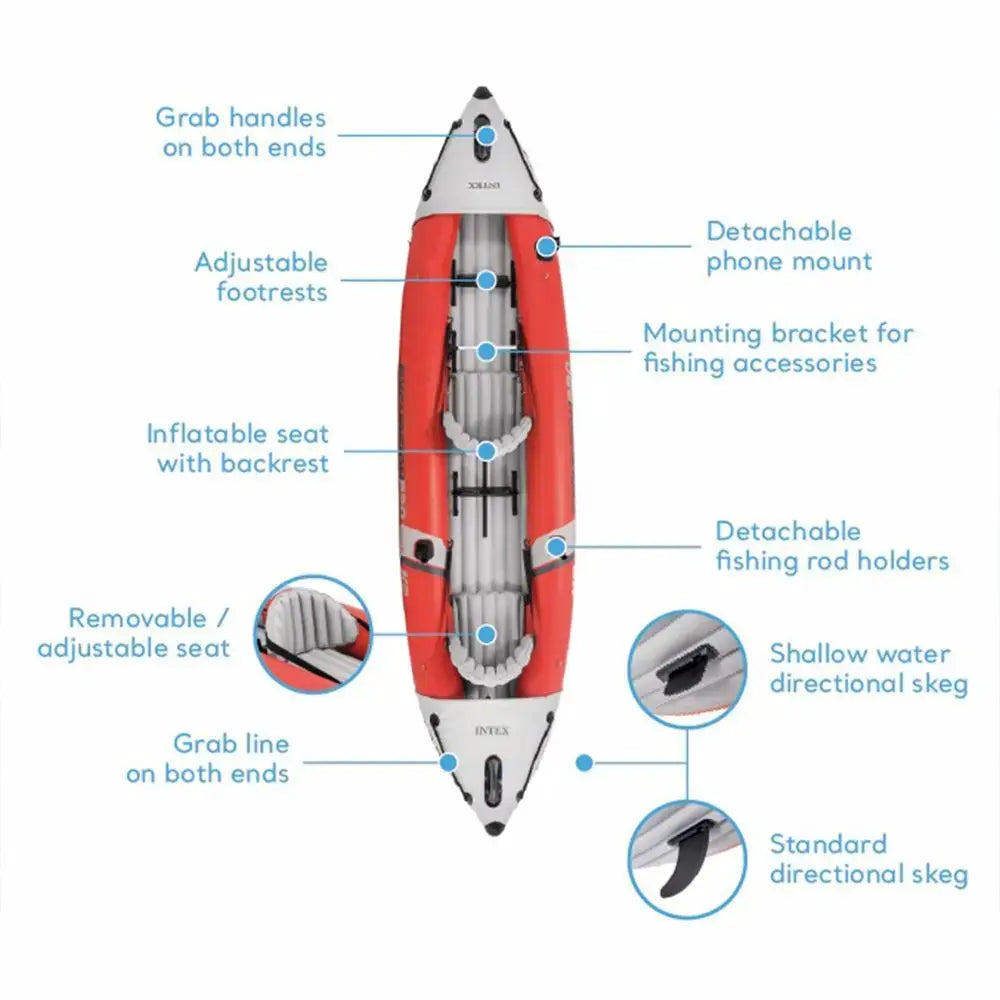 68309EP Excursion Pro K2 Inflatable Kayak Set Includes Deluxe 86in Kayak Paddles and HighOutput Pump SuperTough PVC Adjustable by Beastly Survival Outlet