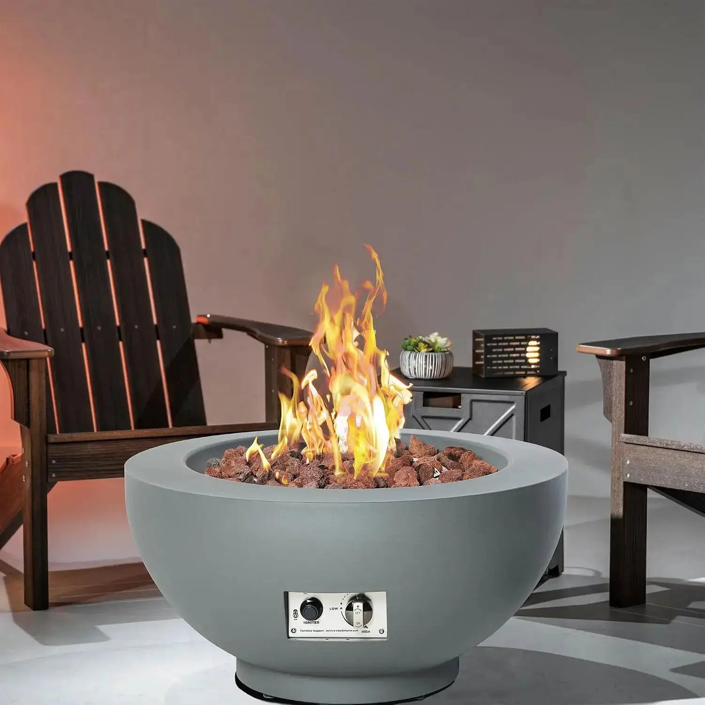 28-Inch Fire Table, 55,000 BTU Outdoor Propane Fire Pit, Patio Round Fire Bowl Gas Firepit with Lid, Lava Rocks, Cover,, Custom by Beastly Survival Outlet