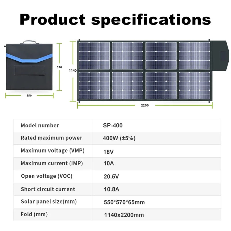 Ctolity 400W Foldable Solar Panel Kit for Camping Power Supply
