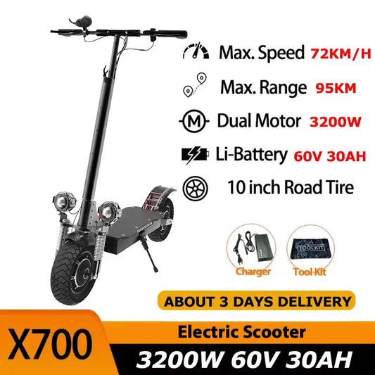 3200W Fold Dual Motor Electric Scooter for Adults 70Km Range by Beastly Survival Outlet
