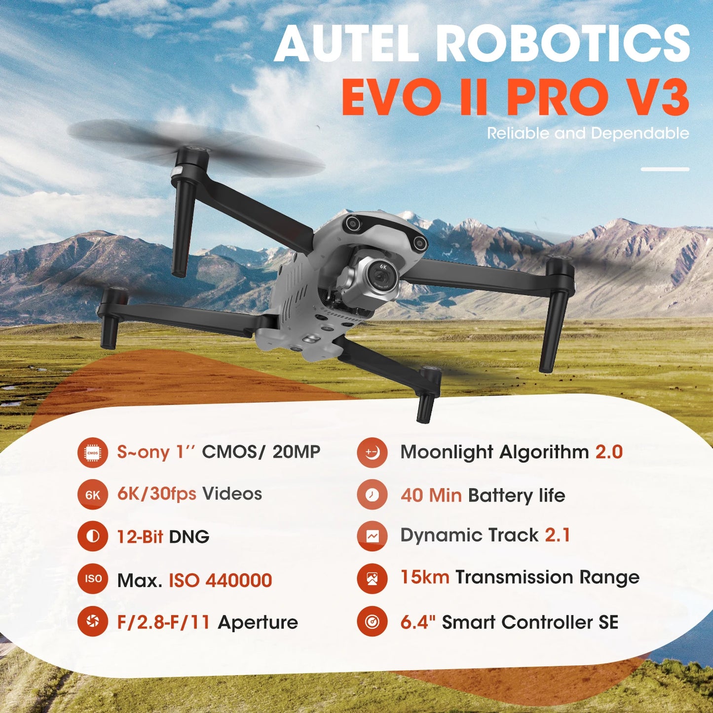 Autel EVO II Pro V3 Drone 4K Camera With GPS Long Range 25km