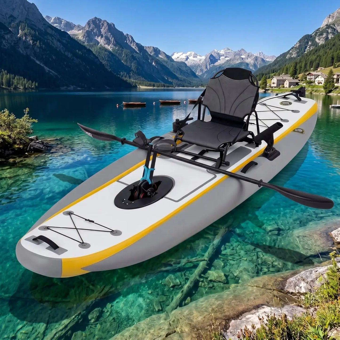 Inflatable Pedal Kayak 12ft With Rudder Fishing Setup EliteX
