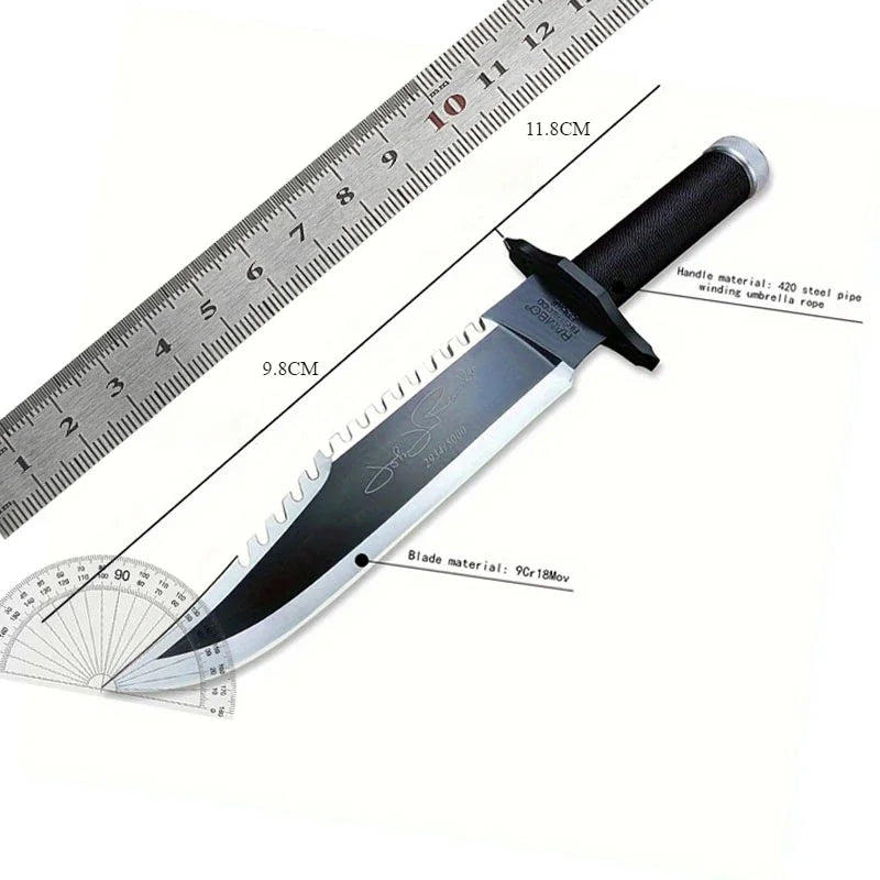 Rambo Style Tactical Fixed Blade Knife 420 Stainless Steel