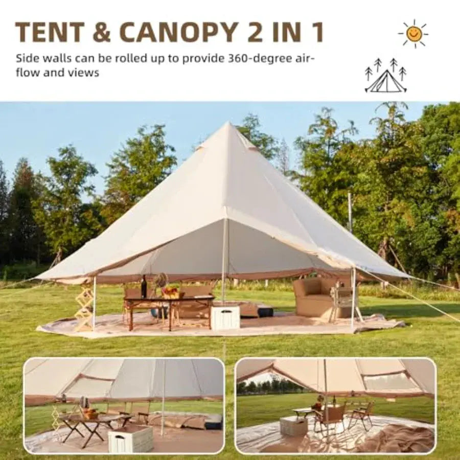 Bell Tent, 10 Person 4 Season Waterproof Glamping Tents w/Stove Jack for Family Camping Outdoor Party, Glamping Tents for Campin by Beastly Survival Outlet