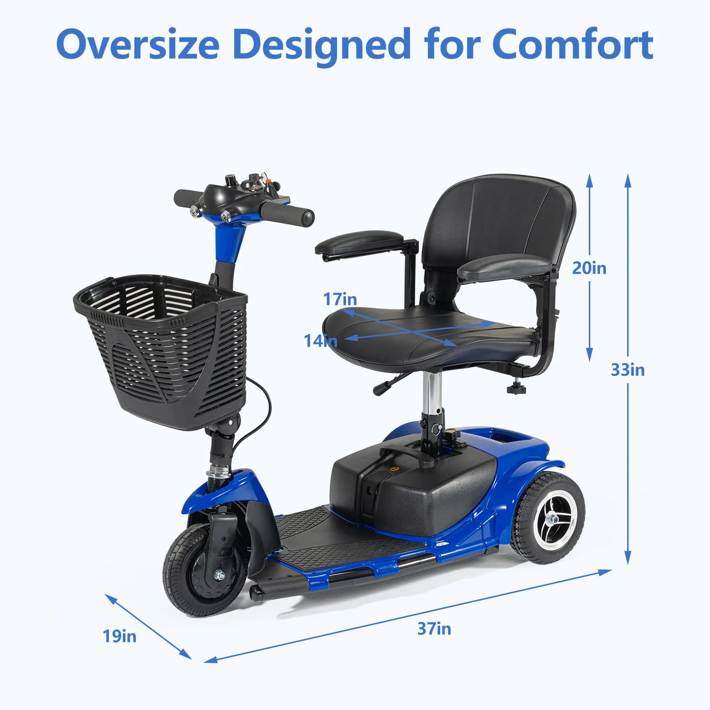 Compact Electric 3 Wheel Mobility Scooter for Elderly Travel