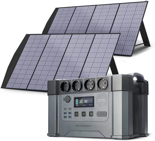 ALLPOWERS Solar Generator 1500W 2000W 2400W Portable Power Station 1451Wh With 400W Solar Panel For Power Outage RV