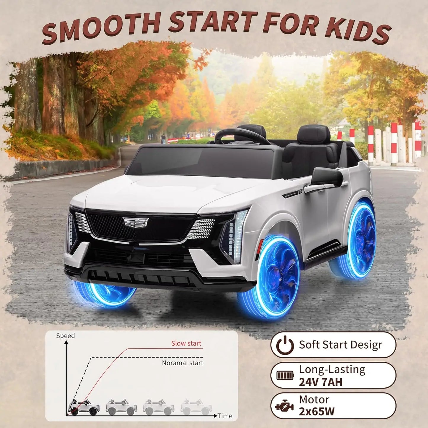 24V Ride On Car With Remote For Kids 2 Seaters LED Lights 4x