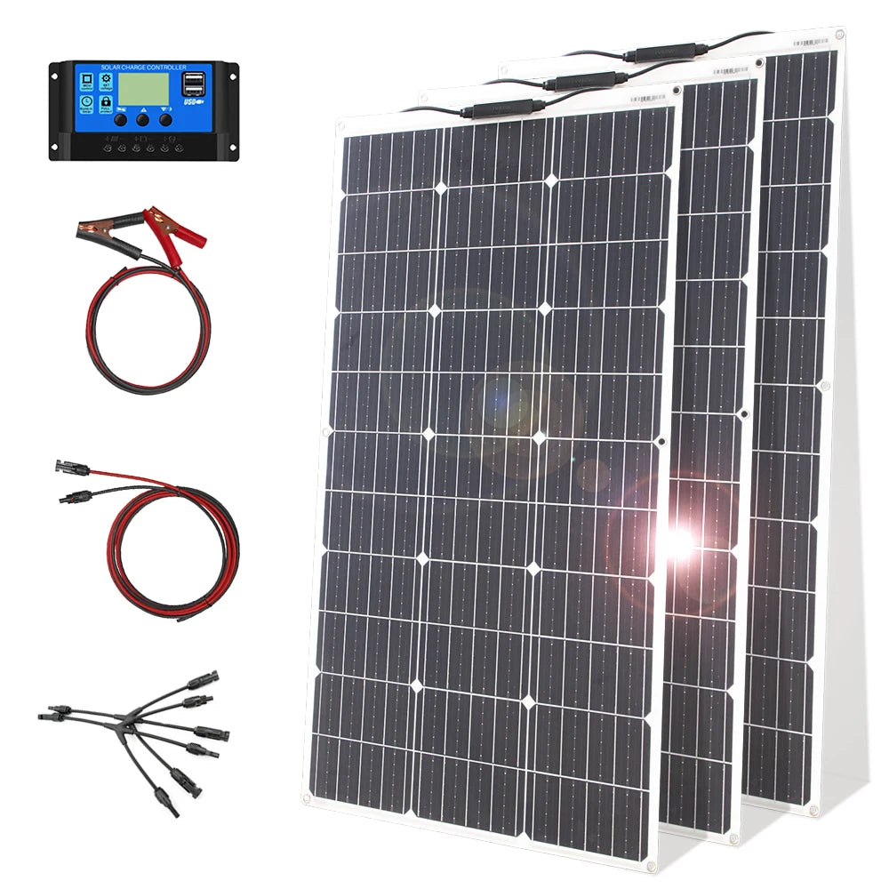 12V Flexible Solar Panel Kit Monocrystalline for RV Camping