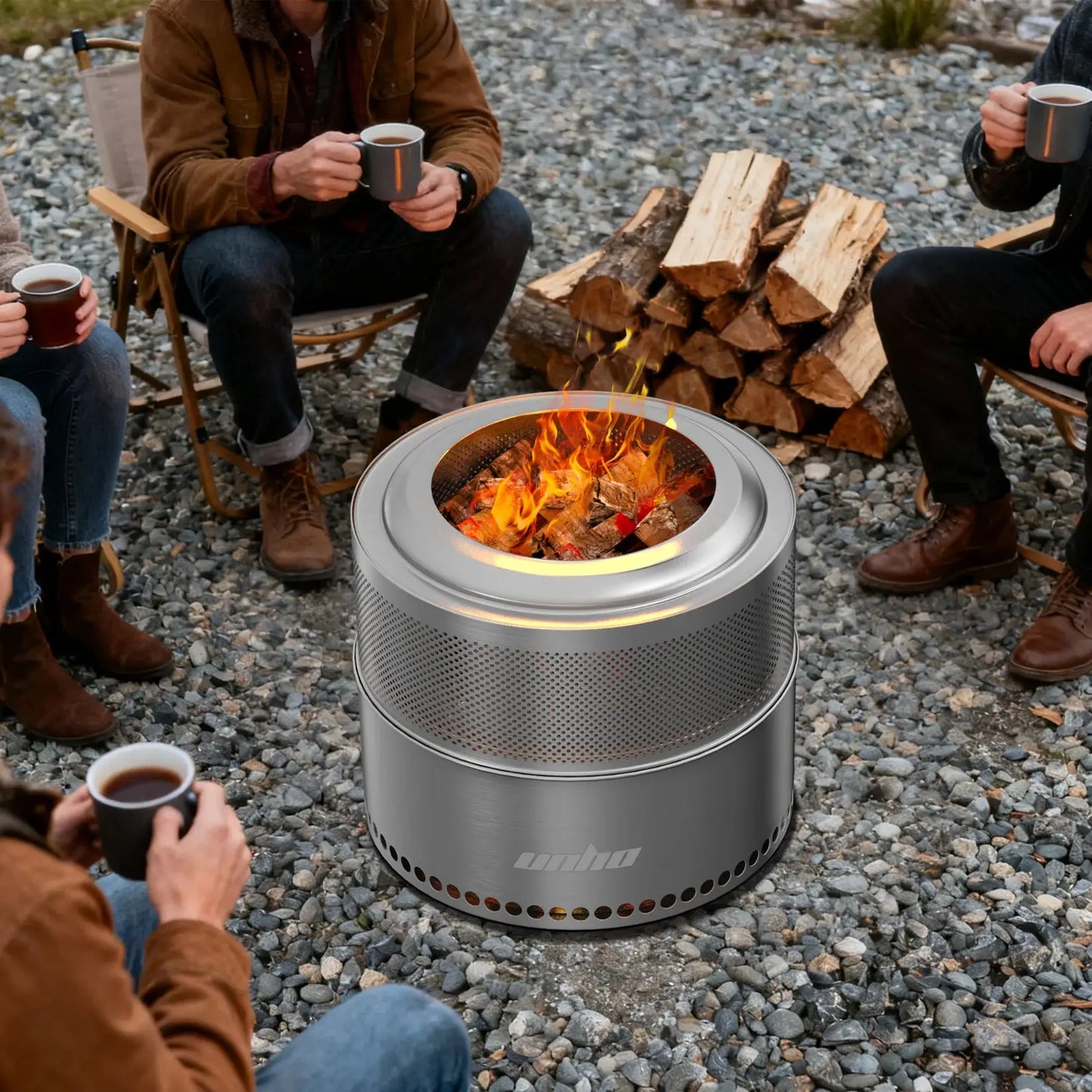 Wood Burning Firepit,Large Stainless Steel Smokeless Fire Pit with Carry Bag,Outdoor Camping Firewood Burner Stove by Beastly Survival Outlet