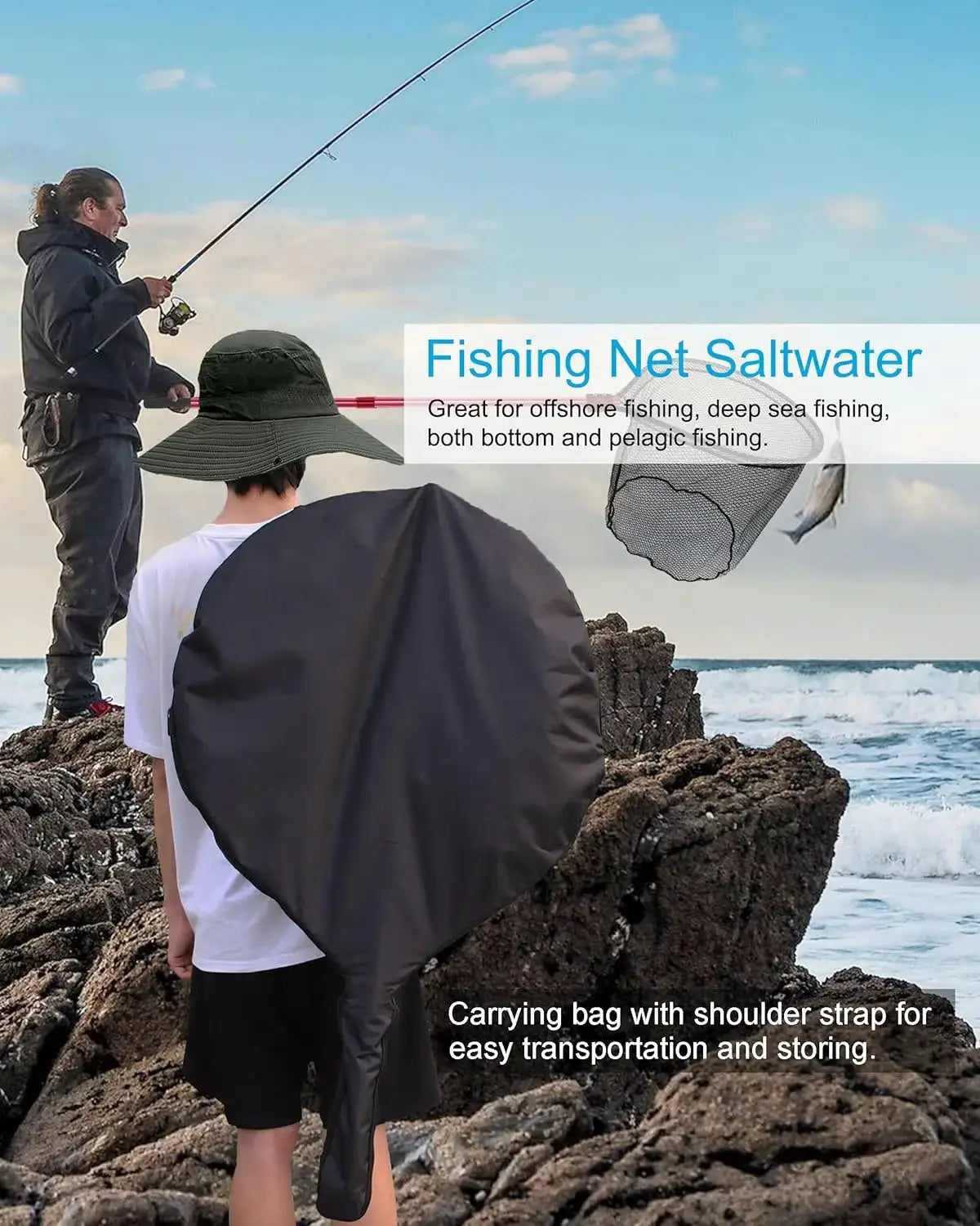 Large Rubber Fishing Net Telescoping Handle 94in Reach Pro X by Beastly Survival Outlet