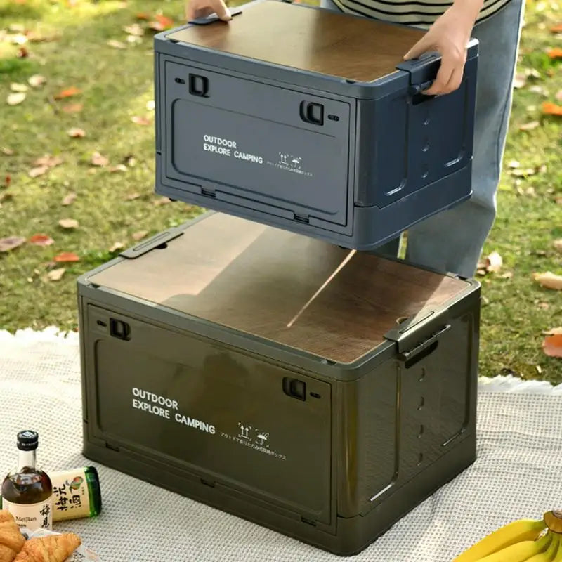 Outdoor Camping Folding Storage Box With Lids And Handles