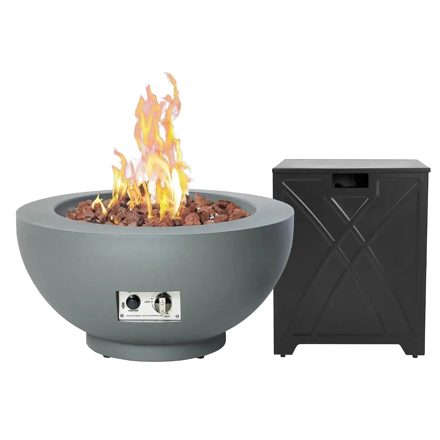 28-Inch Fire Table, 55,000 BTU Outdoor Propane Fire Pit, Patio Round Fire Bowl Gas Firepit with Lid, Lava Rocks, Cover,, Custom by Beastly Survival Outlet