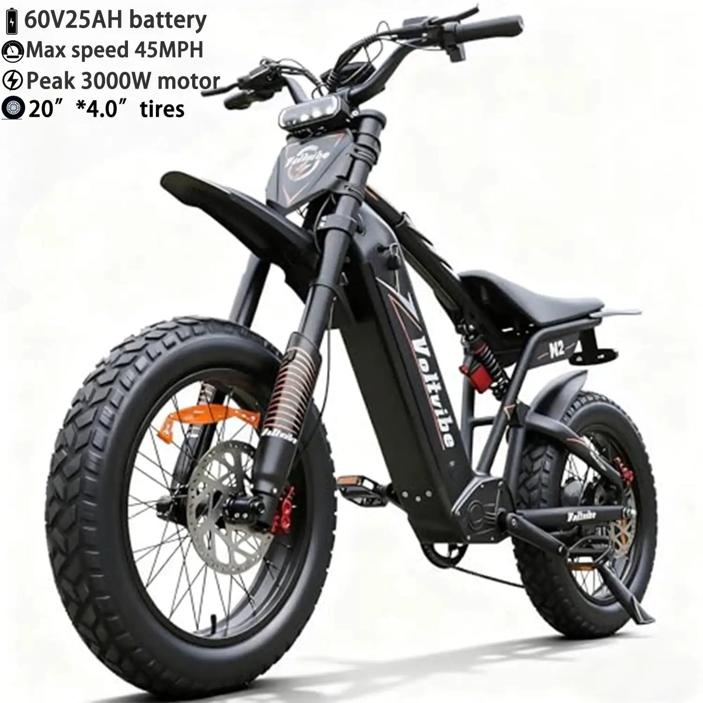 BAOLUJIE Moto Electric Bicycle Peak 1500/3000/5000W 48V/52V/60V Battery 35-45MPH Electric Bike E-Bike Adult Electric Motorcycle by Beastly Survival Outlet