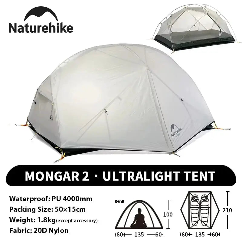 Naturehike Mongar 2 Person Backpacking Tent 210T Ultralight Travel Tent Waterproof Hiking Survival Outdoor Camping Tent by Beastly Survival Outlet