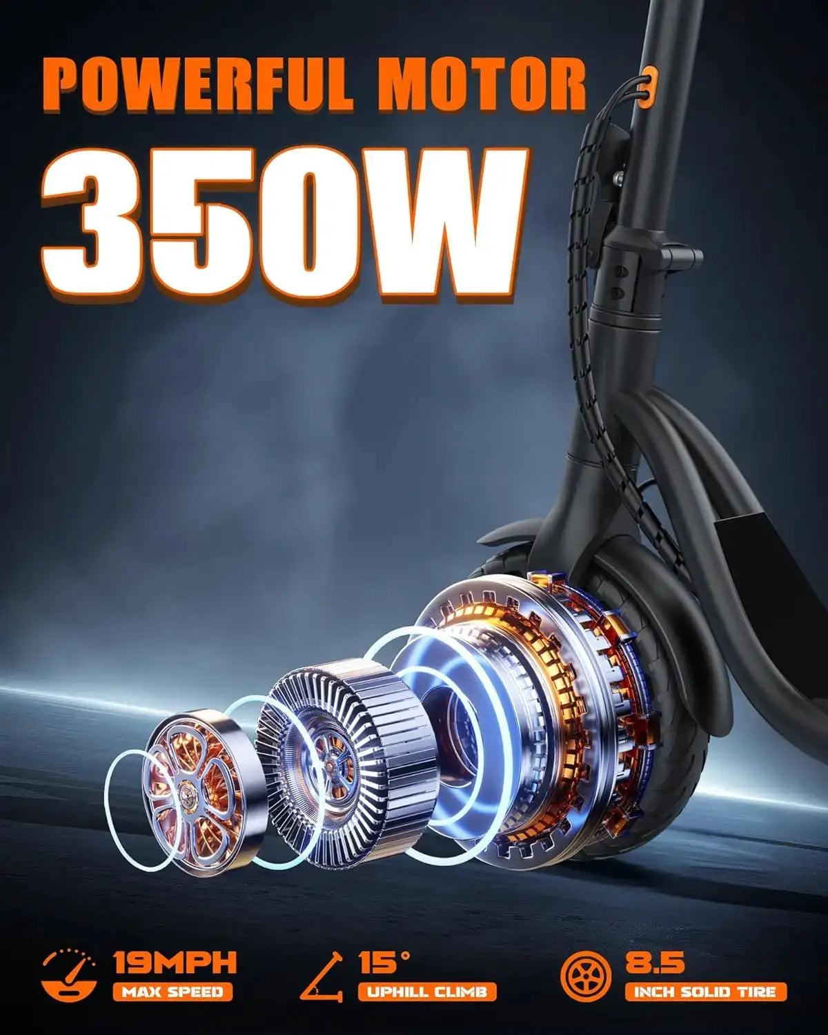 2026 New 8.5‘’ Electric Scooter Solid Tire 350W 19mph APP Smart Control 4 Speed Modes Foldable E-Scooter 16miles Max Range for Campus Commuting by Beastly Survival Outlet