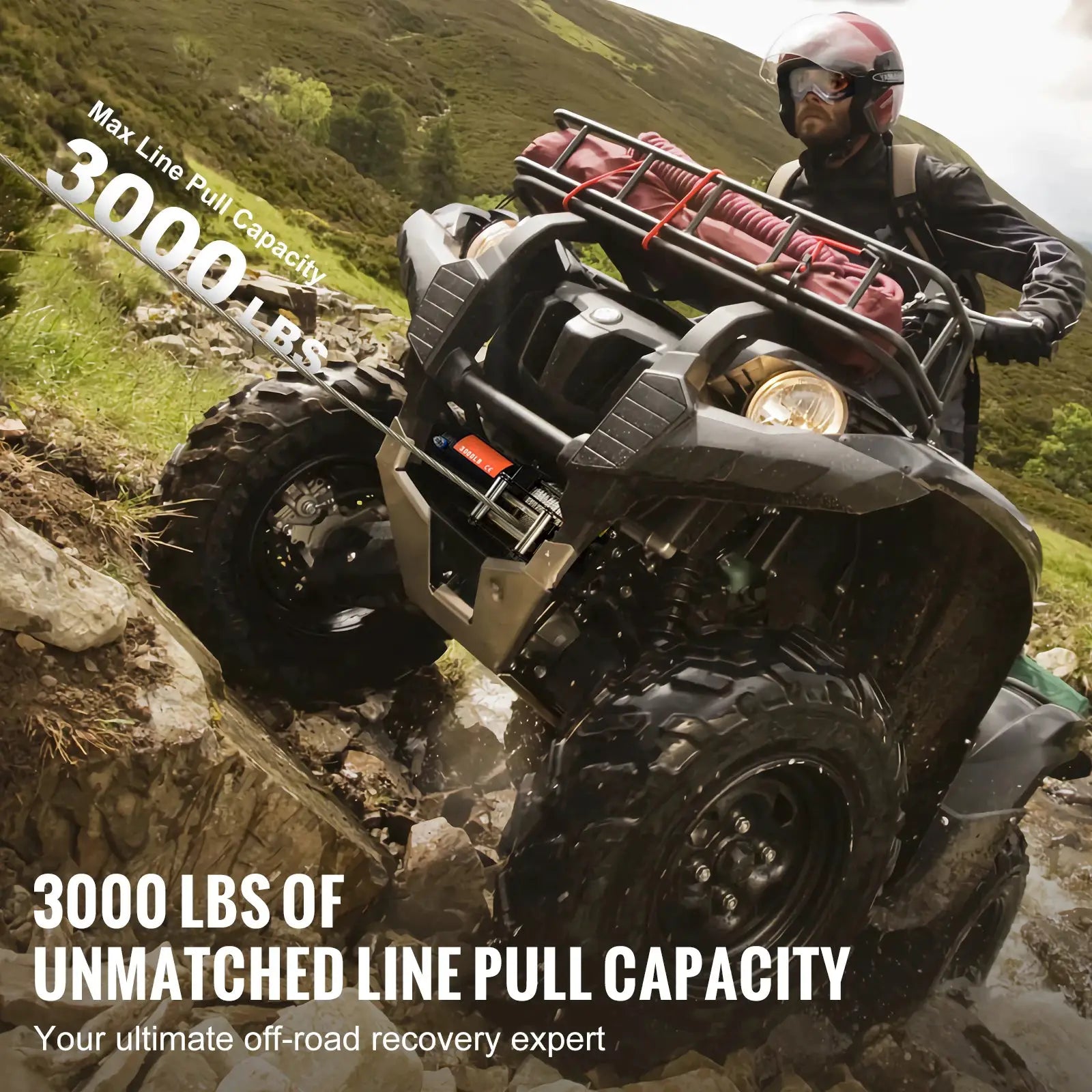 SucceBuy 3000lbs ATV/UTV Electric Winch 12V DC Steel Rope Winch with 39ft Cable Roller Wired Remote Control for Towing Off-Road by Beastly Survival Outlet