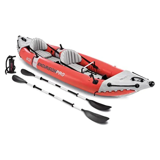 68309EP Excursion Pro K2 Inflatable Kayak Set: 2-Person 400lb Ccity SuperTough PVC Adjustable Bucket Seat Includes Deluxe 86in by Beastly Survival Outlet