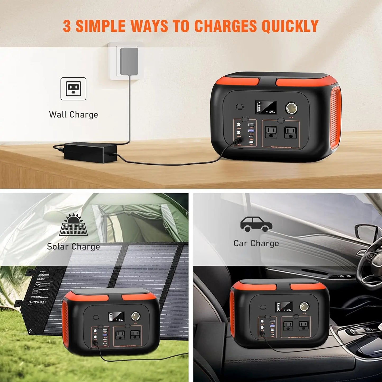 SinKeu Portable Power Station 600W Solar Generator 260Wh Kit