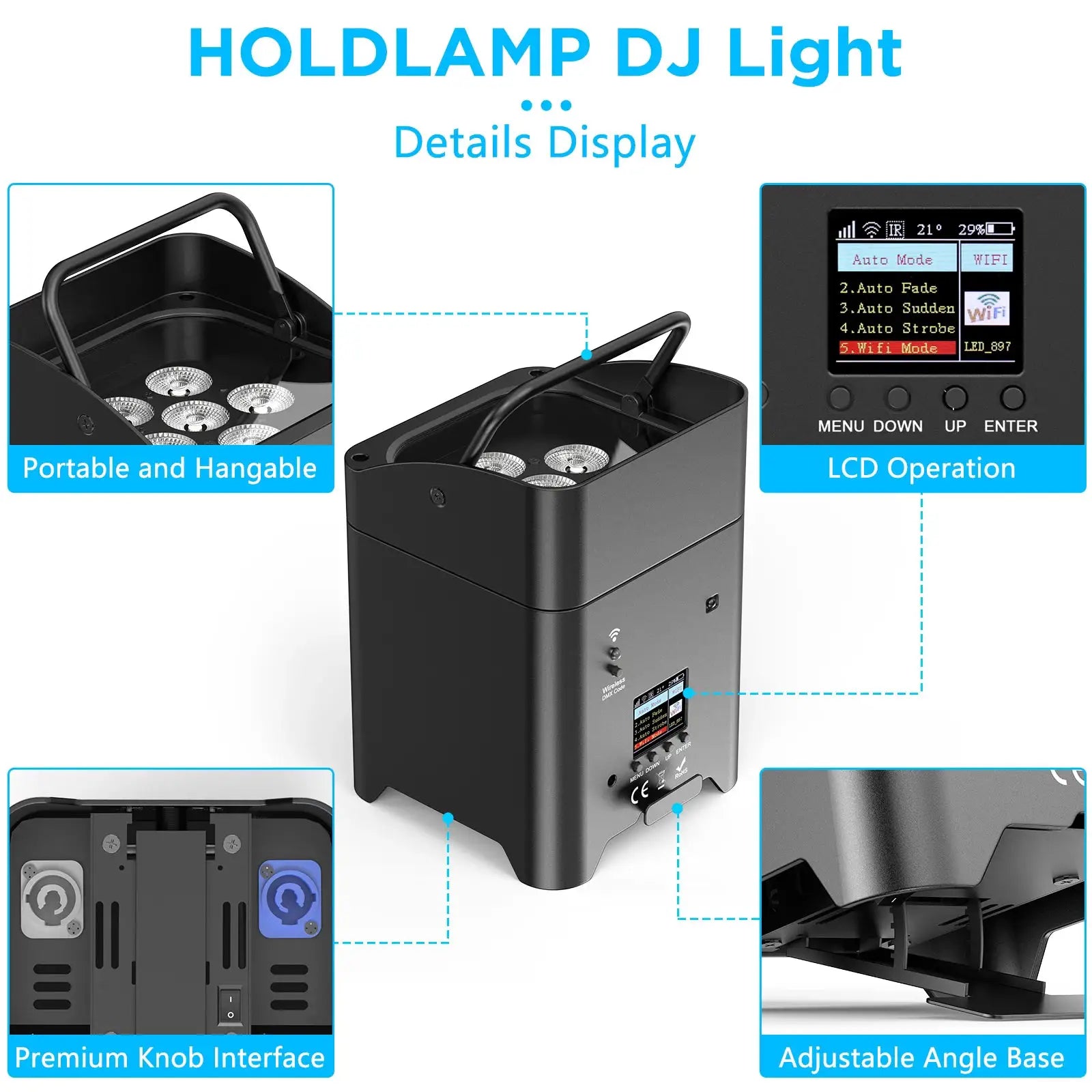 U'King 4PCS 6x18W 6IN1 RGBAW+UV Par Light with Bag DMX Remote Control WiFi Par Light Wireless LED Stage Light for DJ Bar Party by Beastly Survival Outlet
