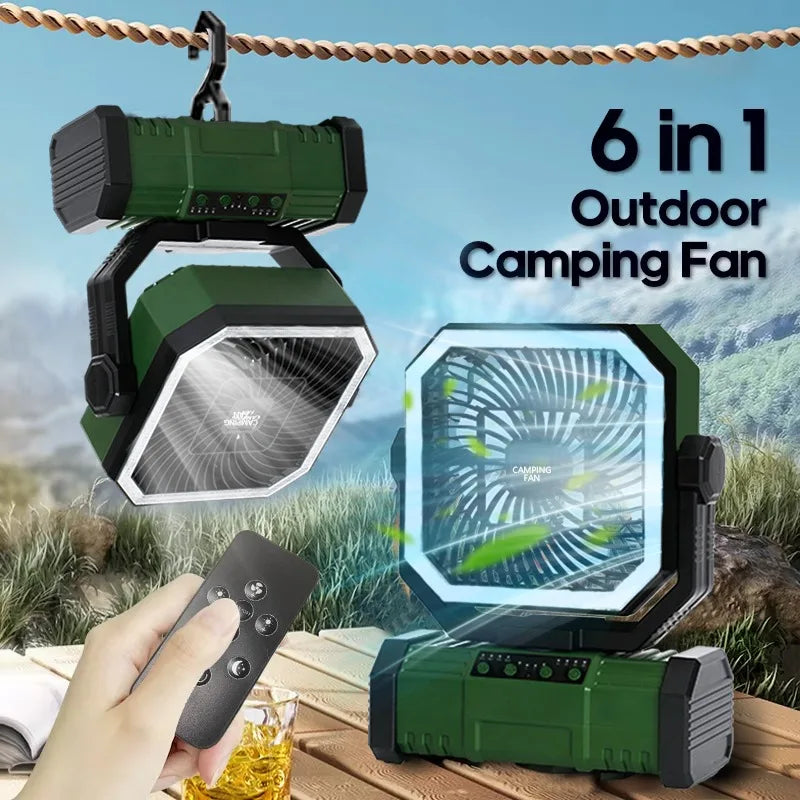 30000mAh Rechargeable Camping Fan with LED Lantern and Remote