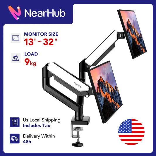 Nearhub 13-32 Inch Dual Arm Monitor Stand Desk Mount Easy Install