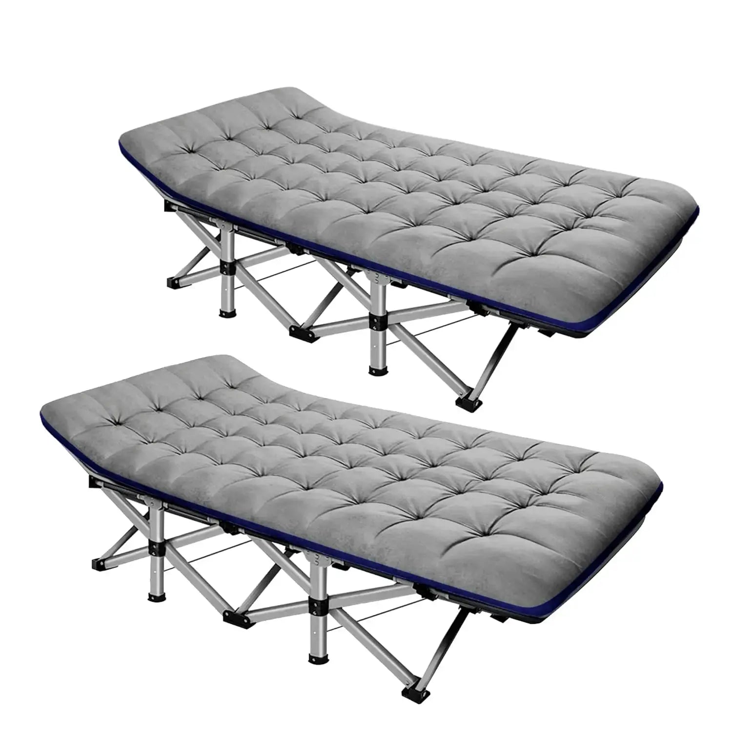 2 Pack XXL Camping Cot For Adults 900 Lbs With Mattress Pad by Beastly Survival Outlet
