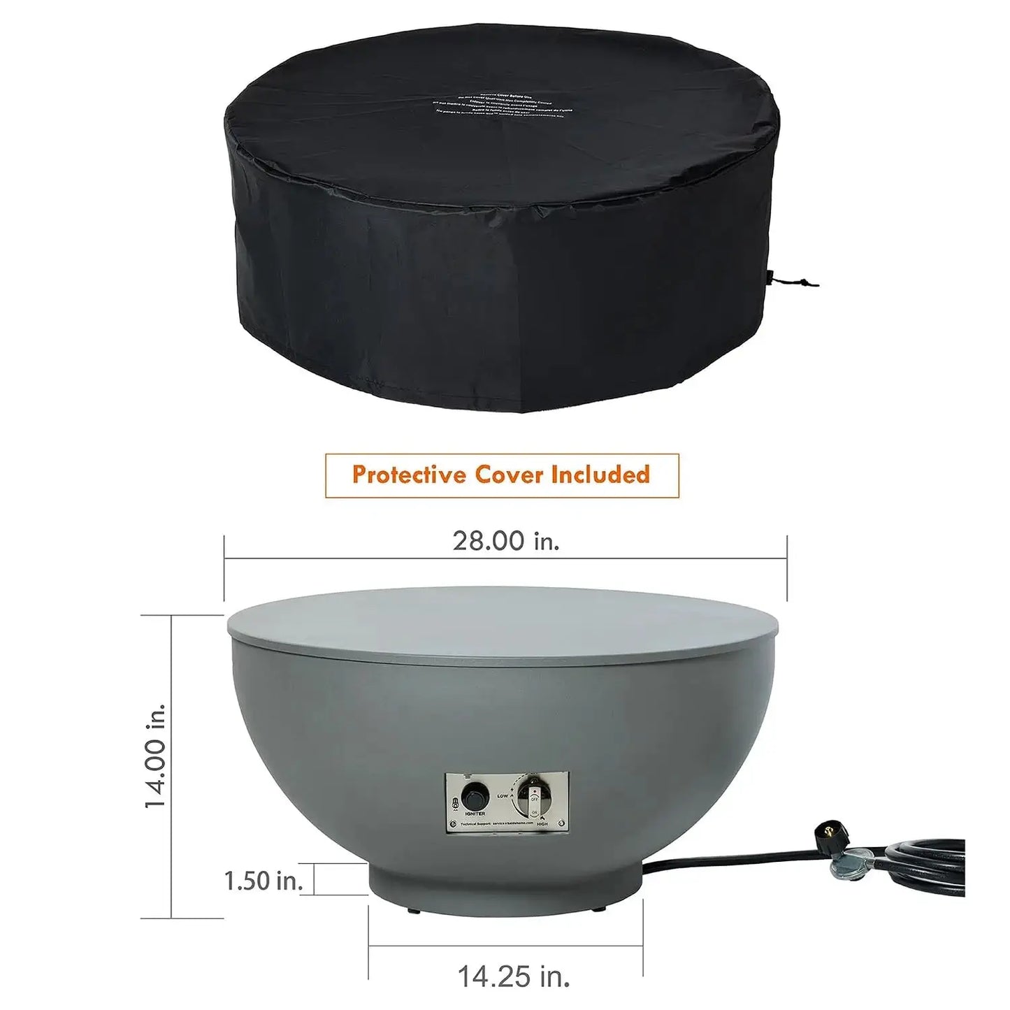 28-Inch Fire Table, 55,000 BTU Outdoor Propane Fire Pit, Patio Round Fire Bowl Gas Firepit with Lid, Lava Rocks, Cover,, Custom by Beastly Survival Outlet