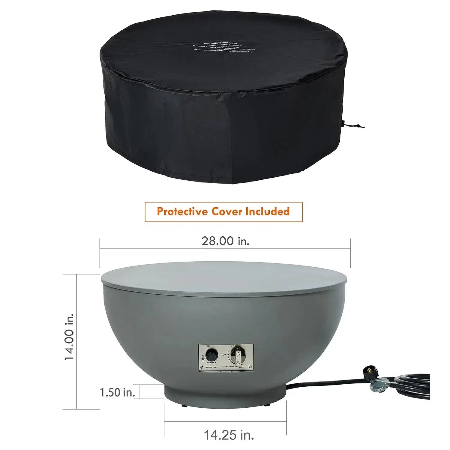 28-Inch Fire Table, 55,000 BTU Outdoor Propane Fire Pit, Patio Round Fire Bowl Gas Firepit with Lid, Lava Rocks, Cover,, Custom by Beastly Survival Outlet