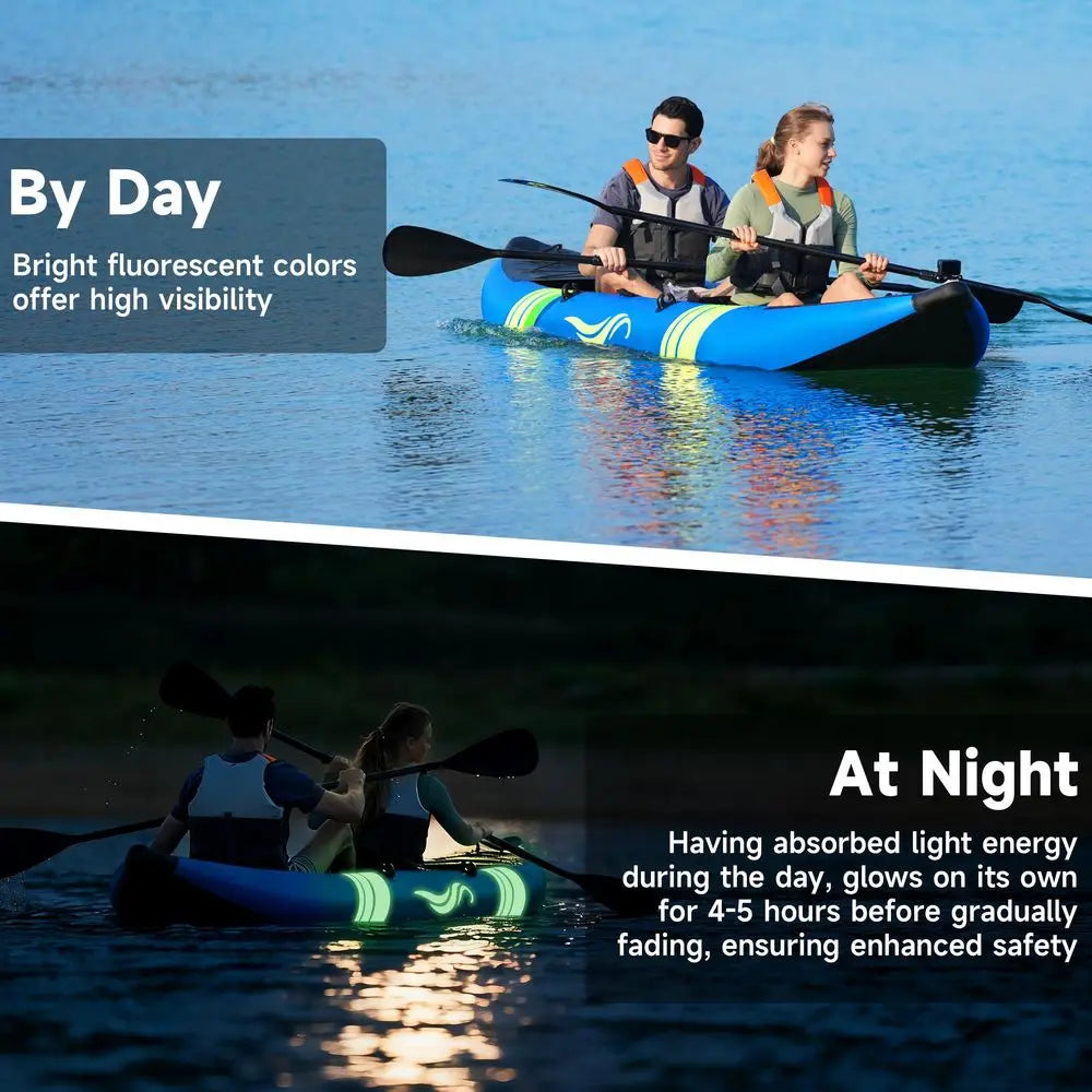 Two Person Inflatable Kayak 12.5ft With Luminous Strips 507lb Capacity