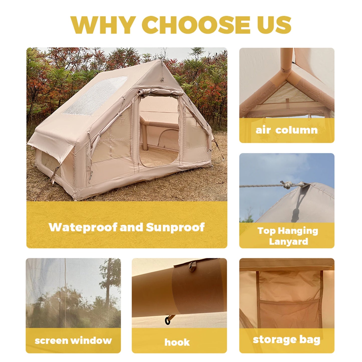 Inflatable Camping Tent Easy Setup Waterproof Portable Hiking Tent