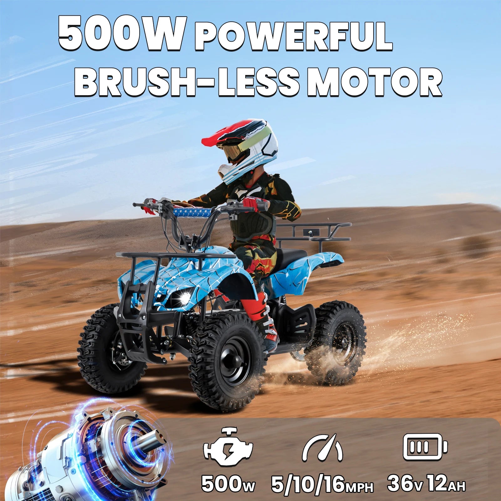 36V Electric ATV Quad With 500W Brushless Motor For Kids Fun by Beastly Survival Outlet