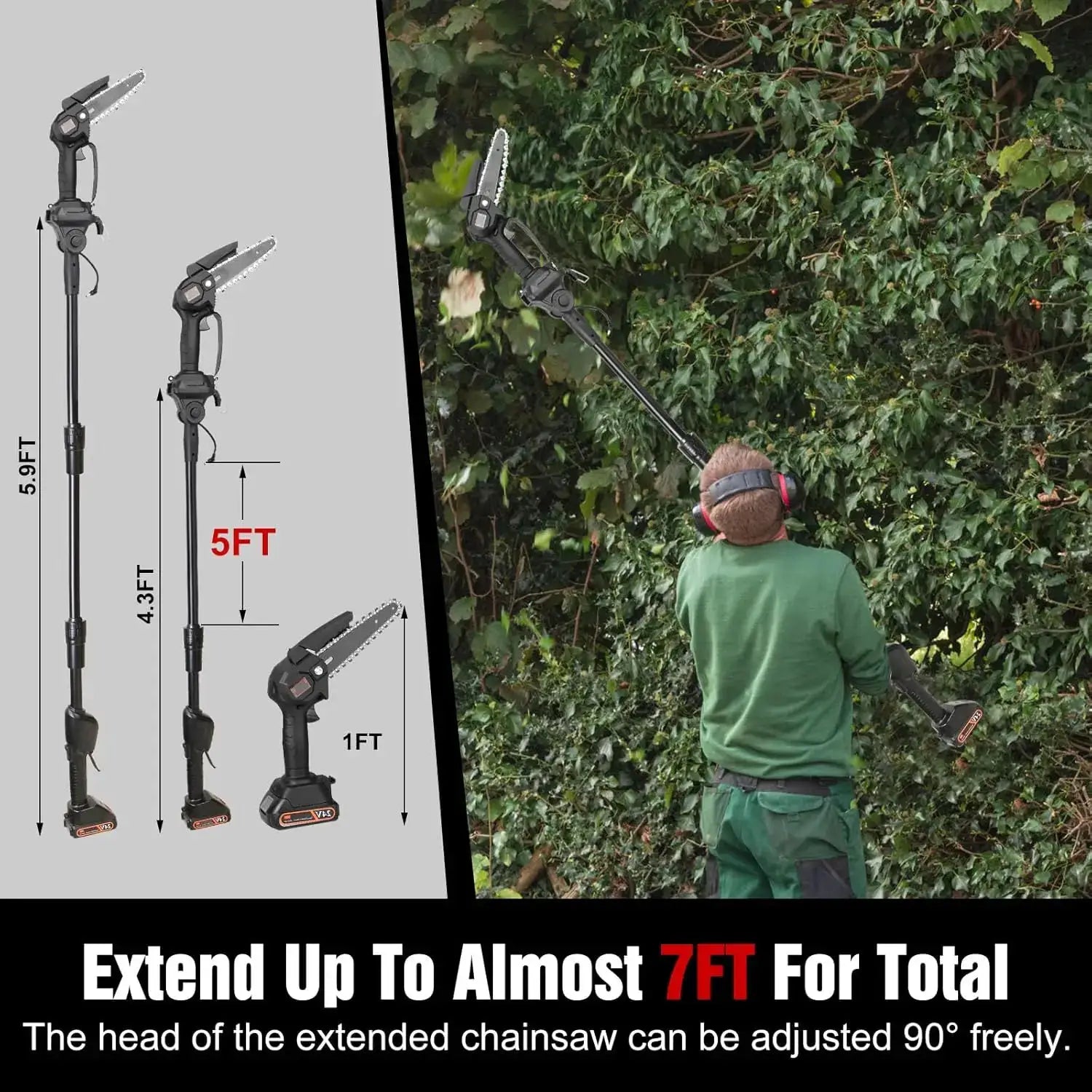 High-branch Handheld Saw Mini Electric Rechargeable Lithium Battery Single-hand Saw Pruning Felling 2-in-1 Cordless Pole Saw by Beastly Survival Outlet