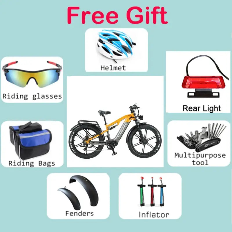 US STOCK RANDRIDE YX80 2000W Dual Motor All-Terrain E-Bike 48V 20Ah Long Range Full Suspension 7-Speed Off-Road Electric Bike by Beastly Survival Outlet