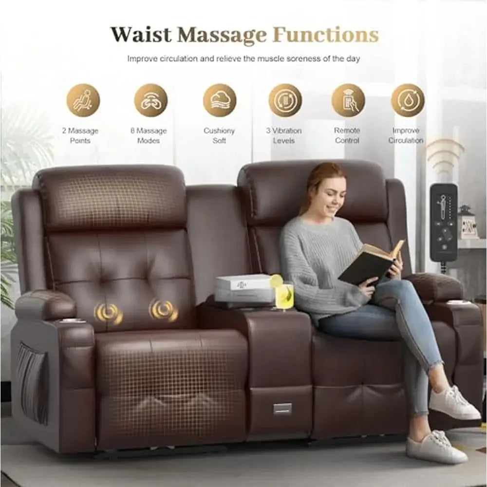 Massage Reclining Loveseat With Storage Console USB C PortRV