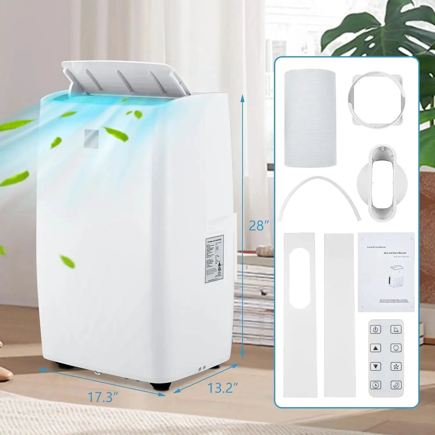 14000 BTU Portable Air Conditioners, Cooling, Fan & Dry 3 Modes,Portable AC Units for Rooms with Installation Kits, 24H Timer by Beastly Survival Outlet