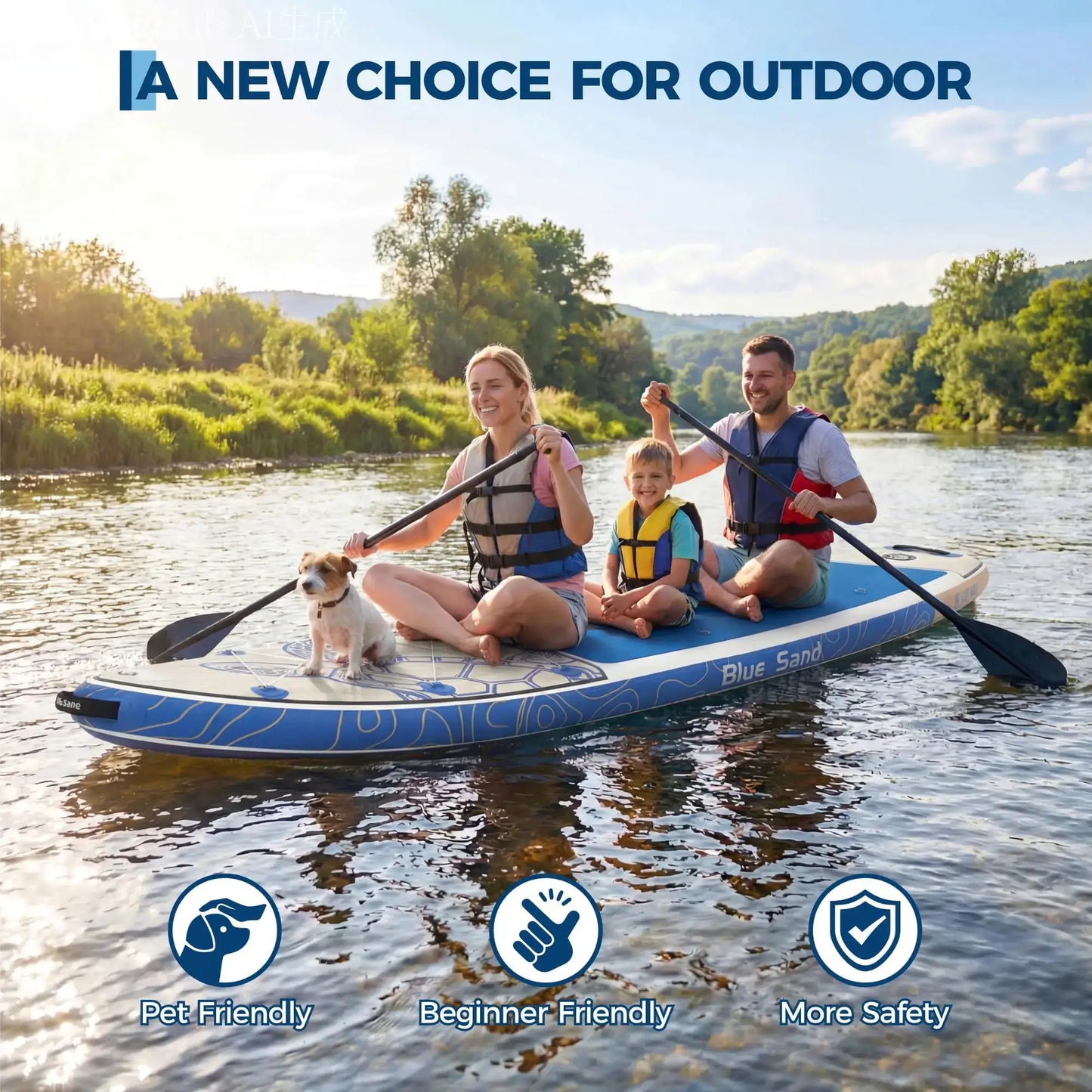 Extra Wide Stable Inflatable Stand Paddle Paddle Board for Adults & Youth – Ultra-Light PVC, Non-Slip EVA Deck, 450lbs Capacity, Adjustable Paddle, High Pressure Pump & Backpack by Beastly Survival Outlet
