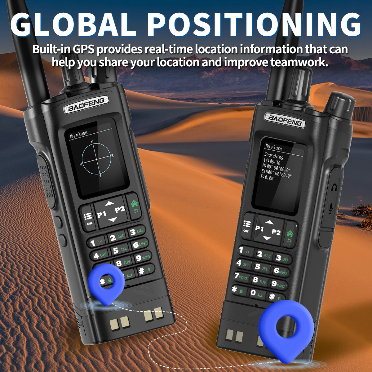 Baofeng UV 32 GPS Walkie Talkie 10W Long Range Bluetooth
