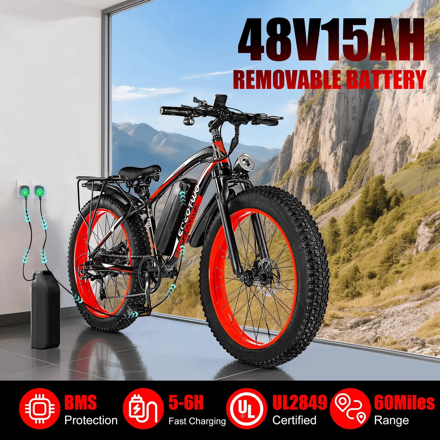 1500W Fat Tire Electric Bike 34MPH 48V 15Ah Aluminum MTB Pro by Beastly Survival Outlet