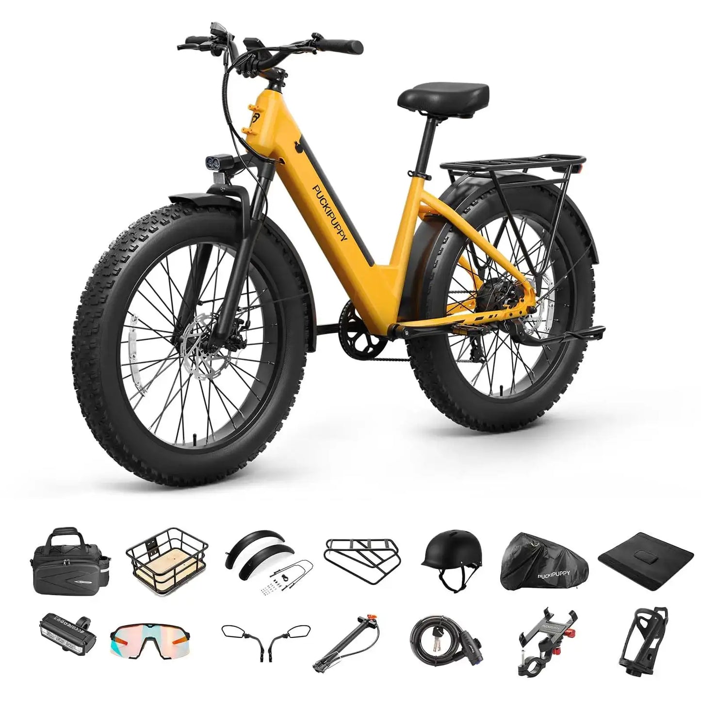PUCKIPUPPY Samoyed Electric Bike 960W Peak 28MPH Commuter E-Bike All Terrain 26" Fat Tire Electric Bicycle with 2-Year Warranty by Beastly Survival Outlet