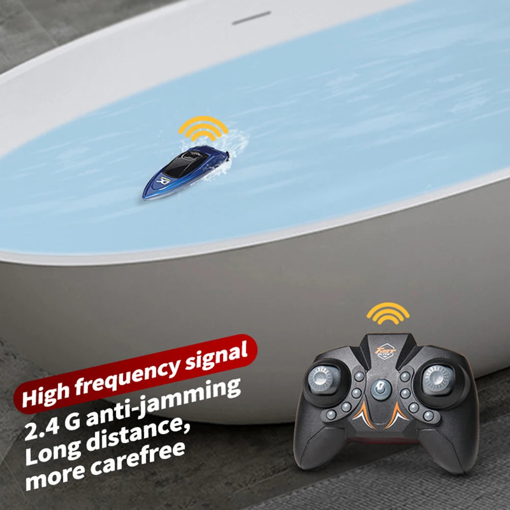 LED Light Waterproof Remote Control Boat 2 4 GHz High Speed Mini RC Ship for Pool And Sea Fun
