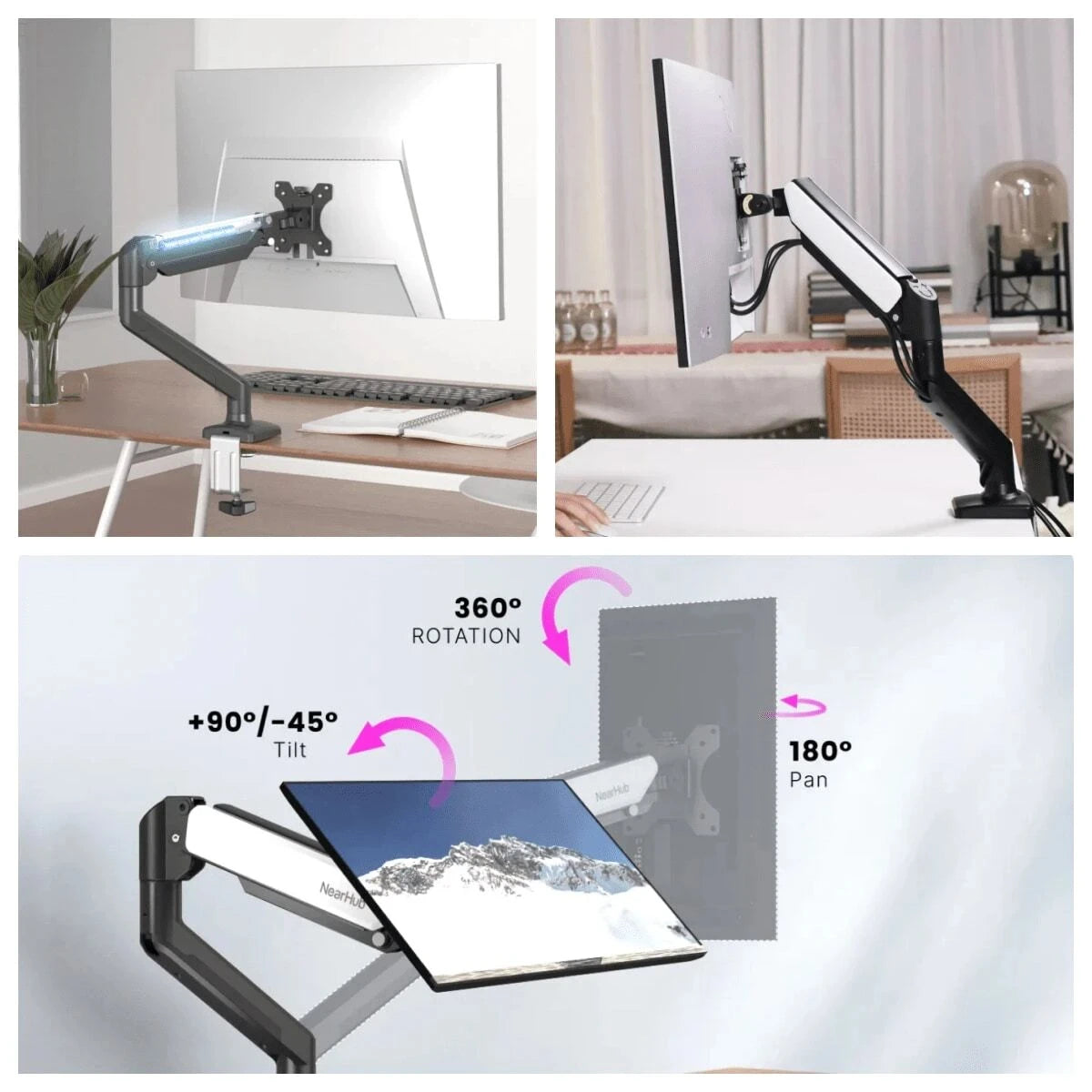 Nearhub 13-32 Inch Dual Arm Monitor Stand Desk Mount Easy Install