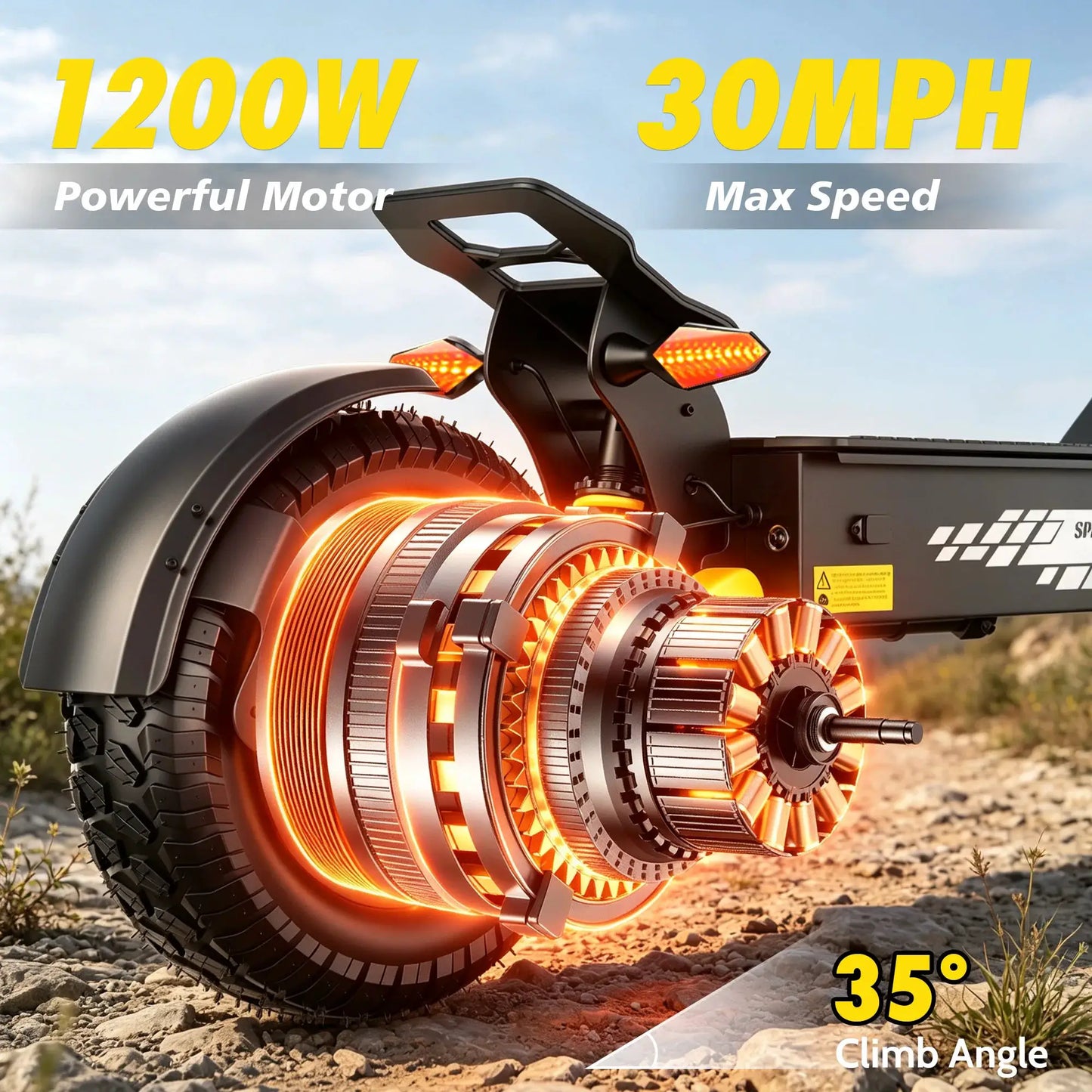 EOEOTWO 1200W Off Road Electric Scooter for Adults 48V Long Range E-Scooter 30MPH Fast Speed 11" Tubeless Tire Foldable Kick Scooter by Beastly Survival Outlet