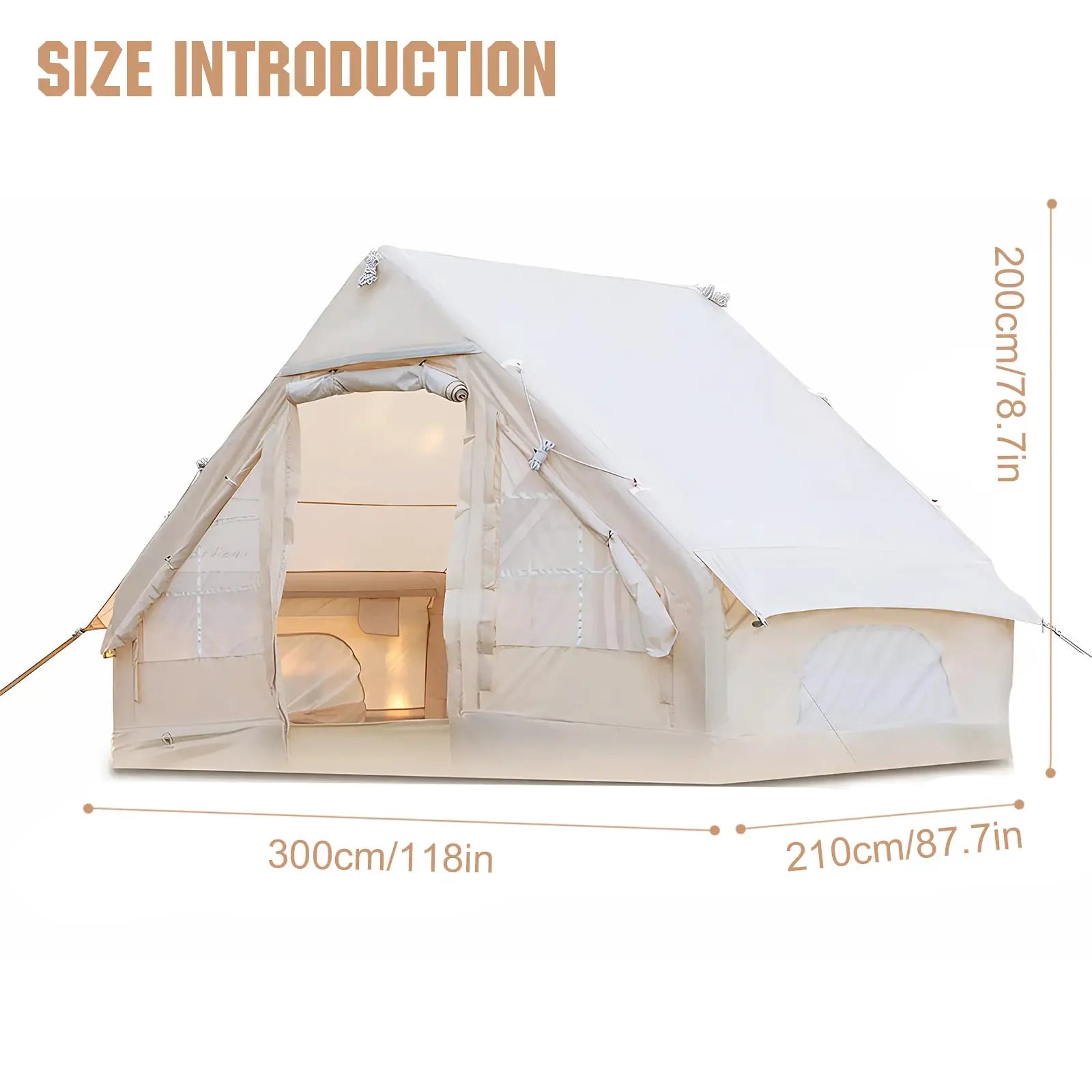 Inflatable Tent with Hand Pump Portable Glamping Tent Breathable Air Family Tunnel Tent Oxford Fabric for 4-6 People by Beastly Survival Outlet