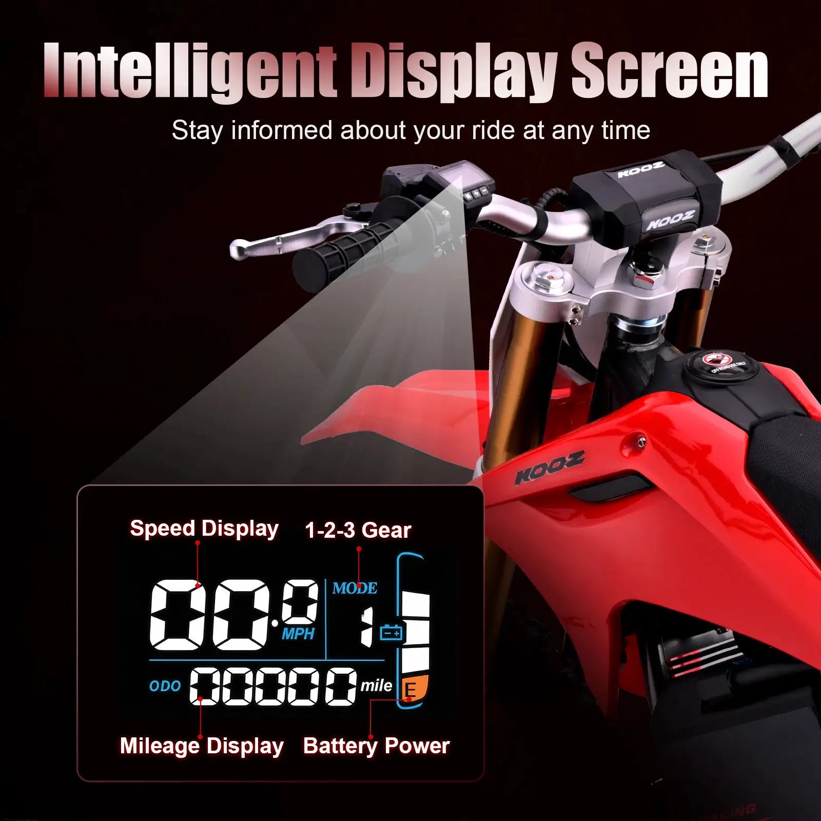 KOOZ HP131E-L 72V 8000W Pro Electric Dirt Bike for Adults,3 Speed Modes Electric Motorcycle Up to 56 MPH with 19"/16" Tires. by Beastly Survival Outlet