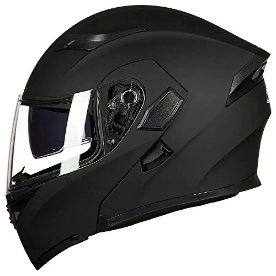 Motorcycle Dual Visor Flip-up Modular Full Face Helmet DOT Model 902/902L for urban riding polycarbonate shell matte black fini by Beastly Survival Outlet