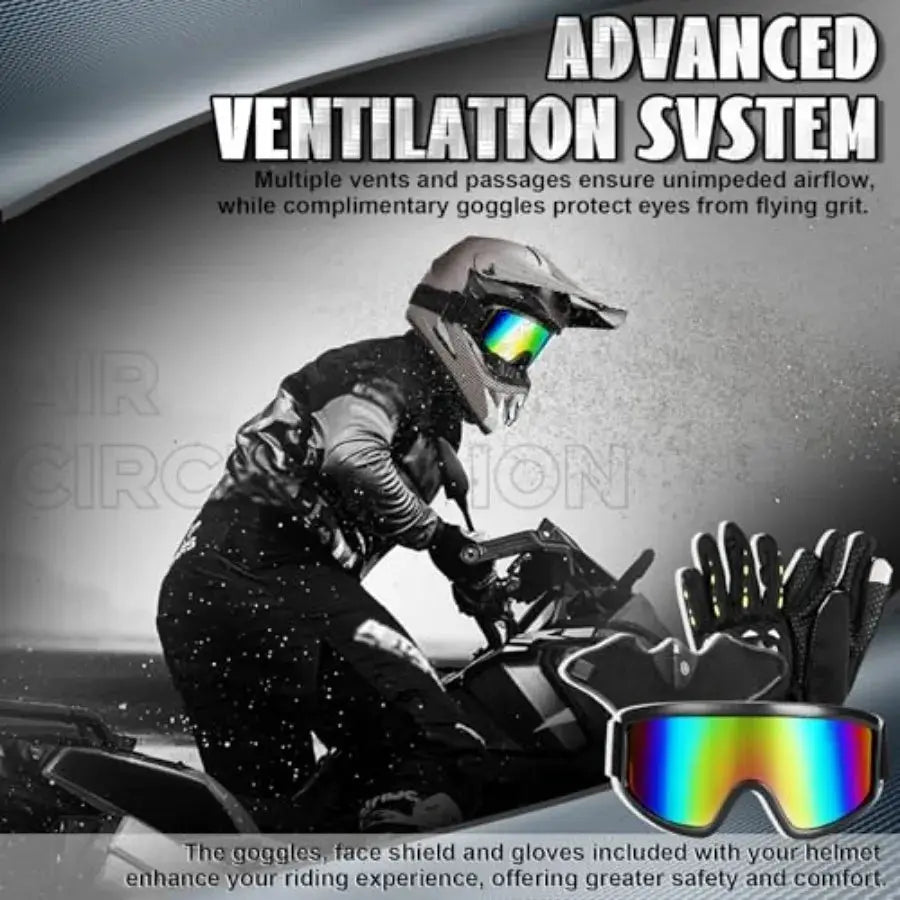 Full Face Dirt Bike Helmet DOT Certified ATV Kit Goggles Set by Beastly Survival Outlet