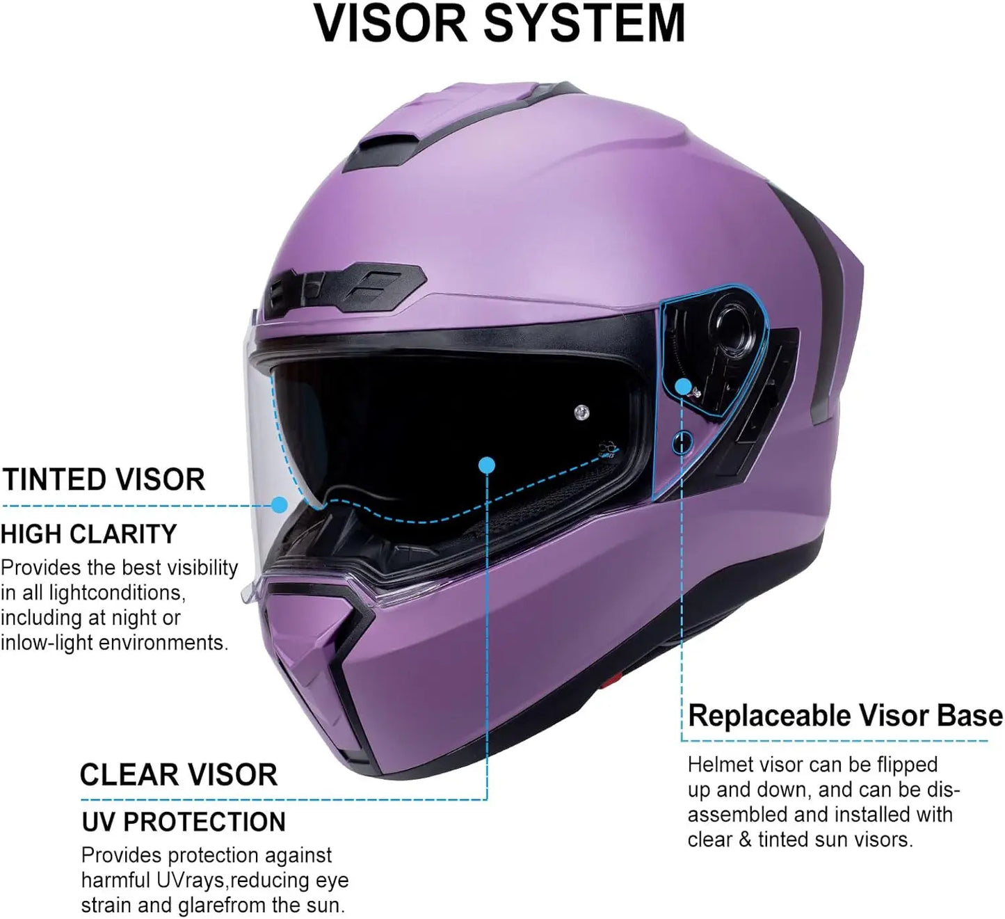 Large Dual Visor Full Face Motorcycle Helmet for Adults and Youth